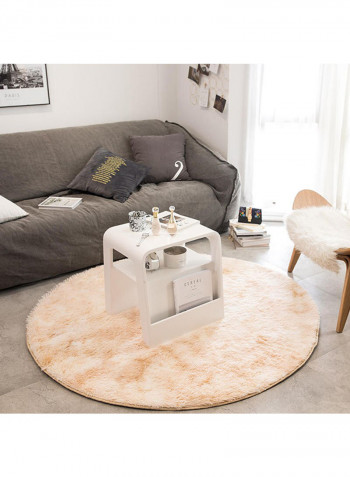 Round Shaped Plush Floor Mat Beige 100 x 100centimeter