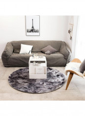 Soft Plush Pattern Living Room Floor Mat Dark Grey 100centimeter