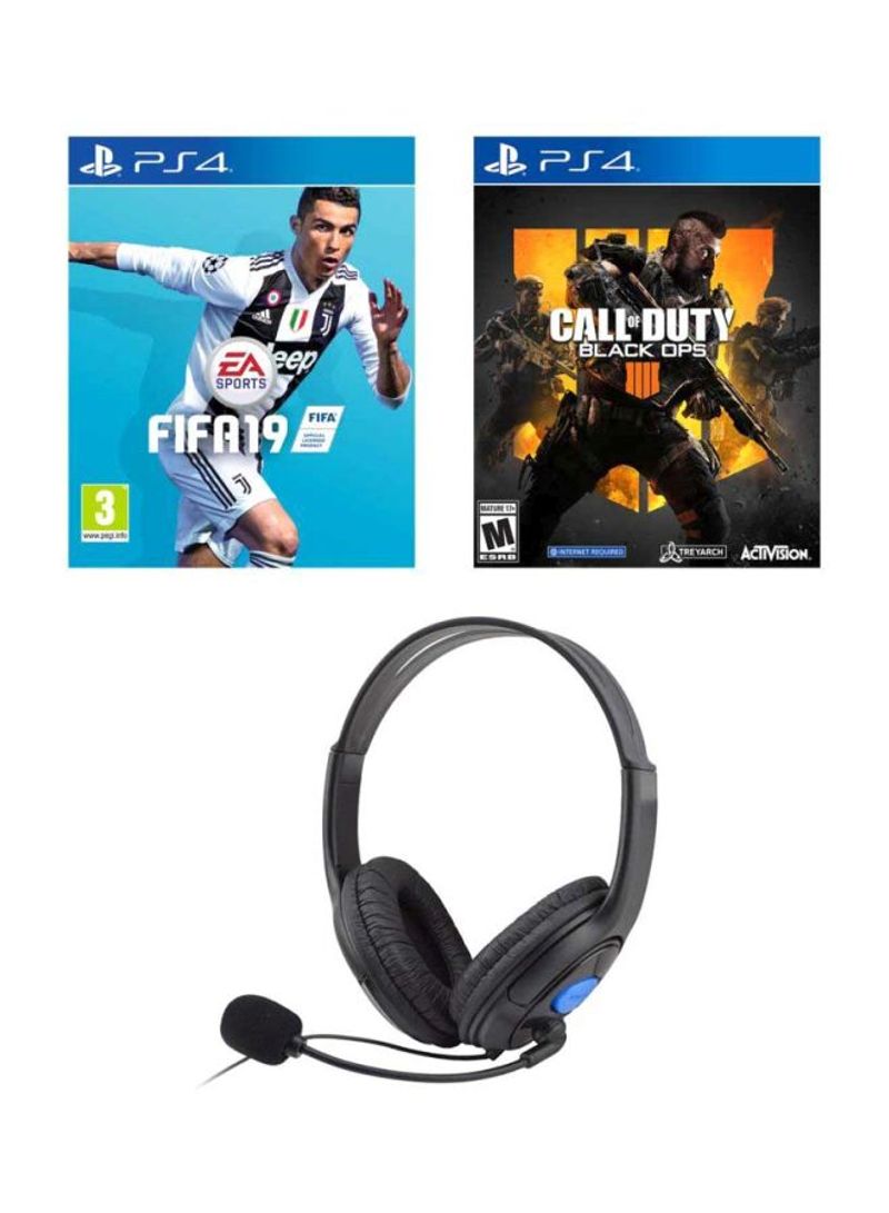 FIFA 19 + Call Of Duty: Black Ops 4 + Wired Gaming Headphones - PlayStation 4 (PS4)