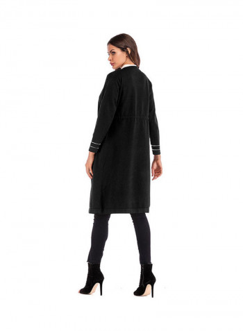 Slim Long Style Knit Sweater Coat Black