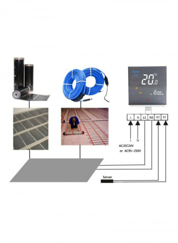 LCD Display Touch Screen Electric Heating Thermostat Grey 86x86x13.3millimeter