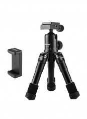 Mini Table Tripod Stand With Phone Holder 24.5x9.5x9.5centimeter Black