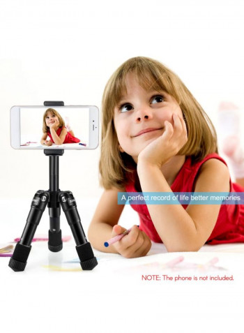 Mini Table Tripod Stand With Phone Holder 24.5x9.5x9.5centimeter Black