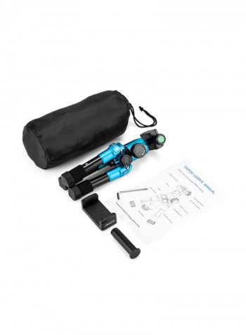 Mini Table Tripod Stand With Phone Holder 24.5x9.5x9.5centimeter Blue/Black