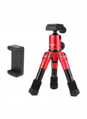 Mini Table Tripod Stand With Phone Holder 24.5x9.5x9.5centimeter Red/Black