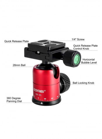 Mini Table Tripod Stand With Phone Holder 24.5x9.5x9.5centimeter Red/Black