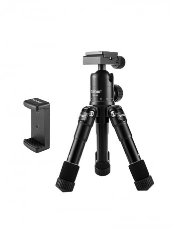 Mini Table Tripod Stand With Phone Holder Black