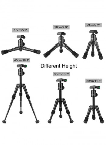 Mini Table Tripod Stand With Phone Holder Black