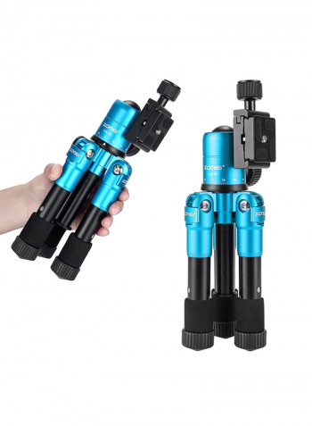Mini Table Tripod Stand With Phone Holder Blue