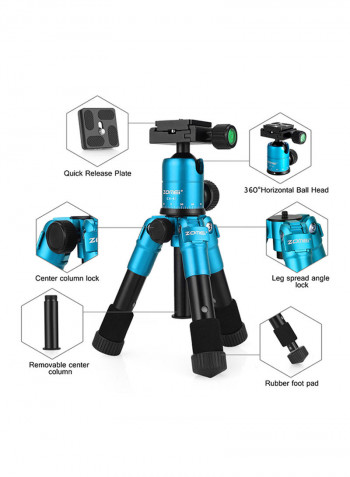 Mini Table Tripod Stand With Phone Holder Blue