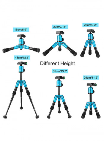 Mini Table Tripod Stand With Phone Holder Blue