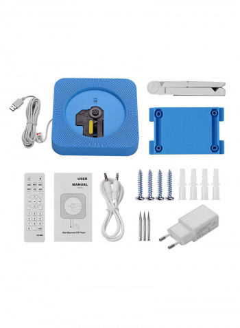 Portable Wall Mounted CD Player Music Amplifier Audio Boombox With Remote Control CDP1042 Blue/White