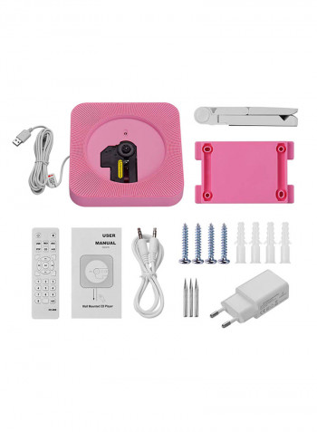 Portable Wall Mounted CD Player Music Amplifier Audio Boombox With Remote Control CDP1046 Pink/White