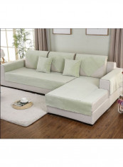 Anti-Slip Solid Pattern Sofa Slipcover Light Green