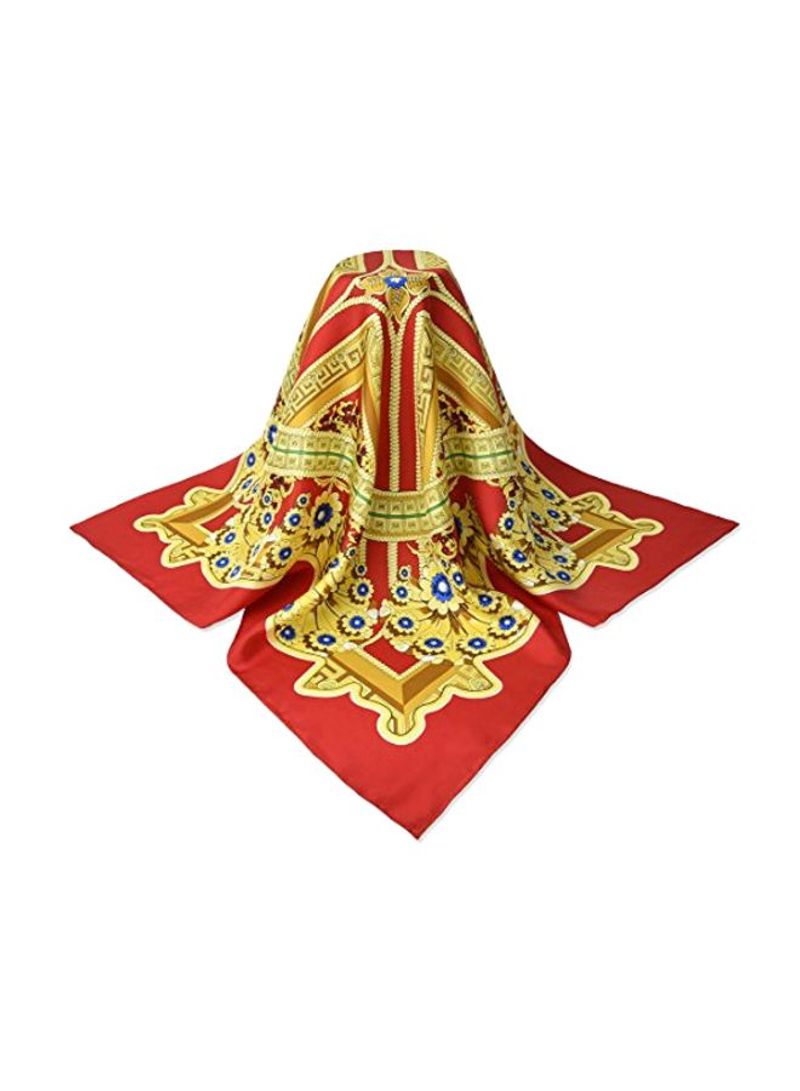 Printed Silk Scarf Red/Gold