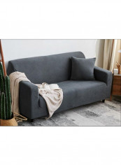 Solid Pattern Sofa Slipcover Dark Grey 230-300centimeter