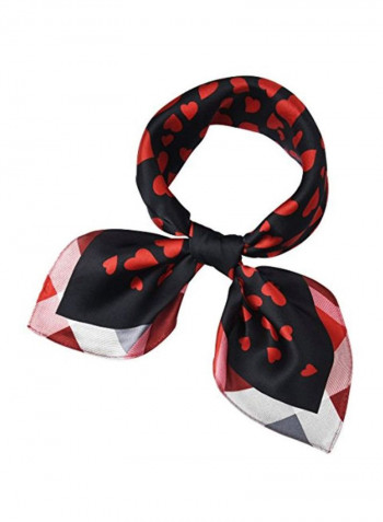 وشاح رقبة مربع من الحرير Black Red Love Heart