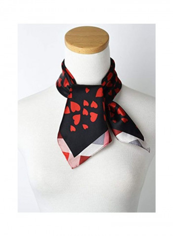 وشاح رقبة مربع من الحرير Black Red Love Heart