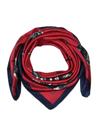 Flower Printed Hair Neck Scarf Red/Black
