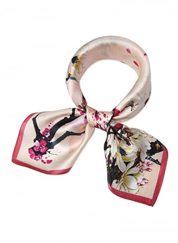 Flower Printed Scarf Almond Magnolia Plum