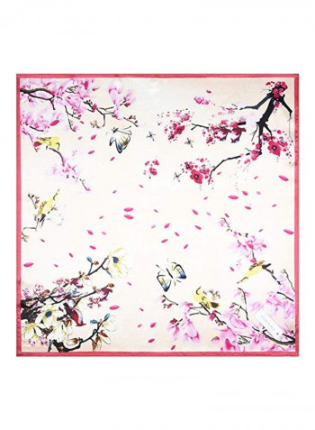 Flower Printed Scarf Almond Magnolia Plum