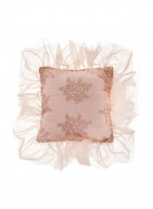 Decorative Embroidered Pillow Brown/White 14x14inch