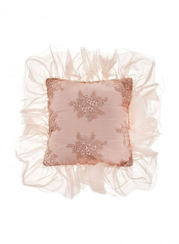 Decorative Embroidered Pillow Brown/White 14x14inch