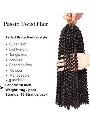 8-Piece Passion Twist Hair Extensions Black 18inch