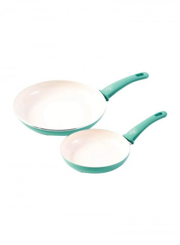 2-Piece Non-Stick Frypan Set Turquoise/White