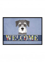 Schnauzer Welcome Indoor/Outdoor Mat Blue/Grey 24 x 36inch