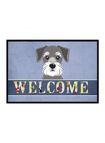 Schnauzer Welcome Indoor/Outdoor Mat Blue/Grey 24 x 36inch