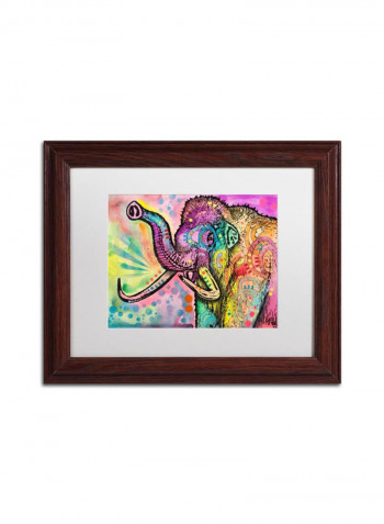 Woolly Mammoth Wooden Frame Wall Art Multicolour 11 x 14inch