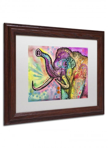 Woolly Mammoth Wooden Frame Wall Art Multicolour 11 x 14inch