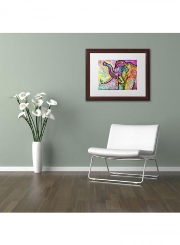 Woolly Mammoth Wooden Frame Wall Art Multicolour 11 x 14inch