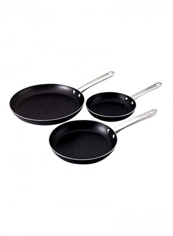3-Piece Nonstick Frying Pan Set Black