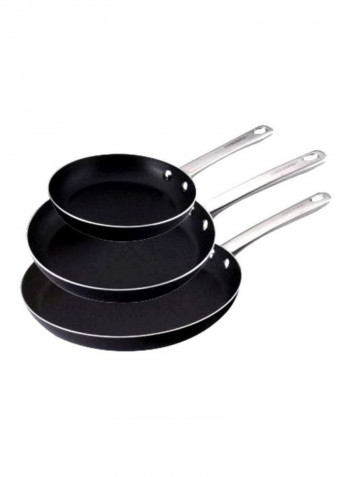 3-Piece Nonstick Frying Pan Set Black