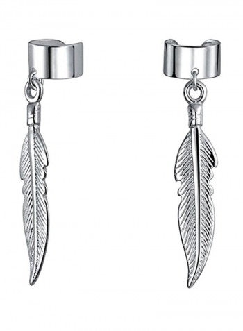925 Sterling Silver Feather Leaf Dangle Earring