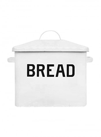 Metal Bread Box With Lid White 13.5x8.5x12inch