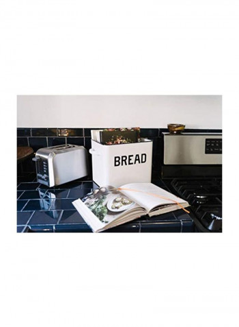 Metal Bread Box With Lid White 13.5x8.5x12inch