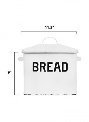 Metal Bread Box With Lid White 13.5x8.5x12inch
