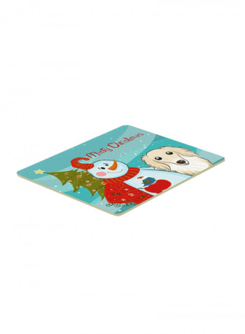 Snowman With Longhair Dachshund Kitchen/Bath Mat Multicolour 11 x 14inch