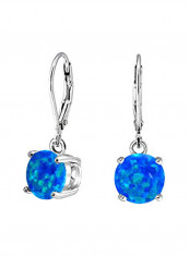 925 Sterling Silver Opal Lever Back Dangle Earrings