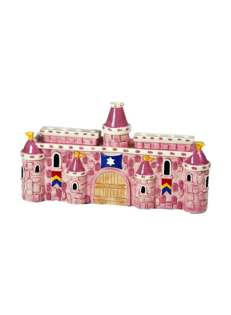 Castle Menorah Candle Holder Royal Pink/White/Blue 3.9 x 12.2 x 5.8inch