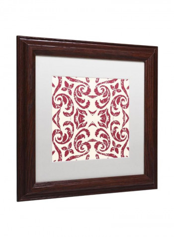 Damask Red Wooden Framed Wall Art Red/White 11 x 11inch