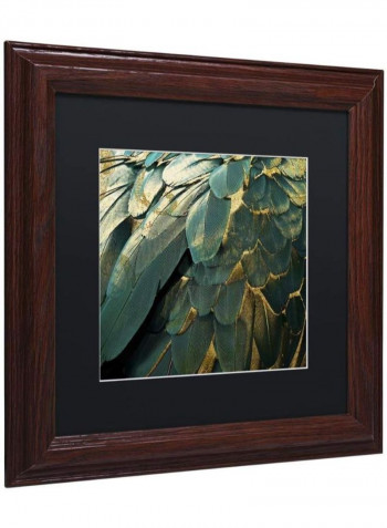 Feather Glitter Wooden Framed Wall Art Multicolour 11 x 11inch