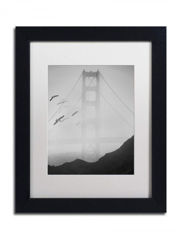 Gold Ornate Frameen Gate Pier And Birds I Framed Wall Art Black/White 11 x 14inch