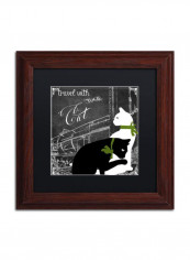 Travel With Your Cat Wooden Frame Wall Art Black/White 11 x 11inch