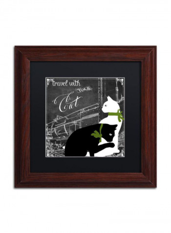 Travel With Your Cat Wooden Frame Wall Art Black/White 11 x 11inch