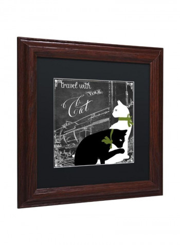 Travel With Your Cat Wooden Frame Wall Art Black/White 11 x 11inch