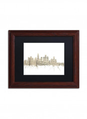 Los Angeles Skyline Sheet Music Wooden Frame Wall Art Multicolour 11 x 14inch